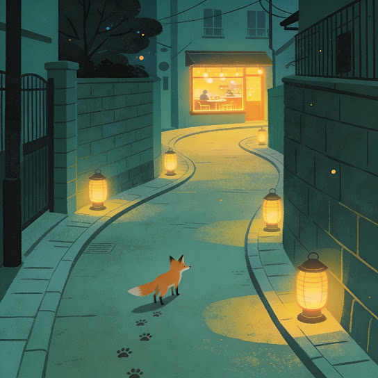 きつねの足跡、夜明けのカフェ